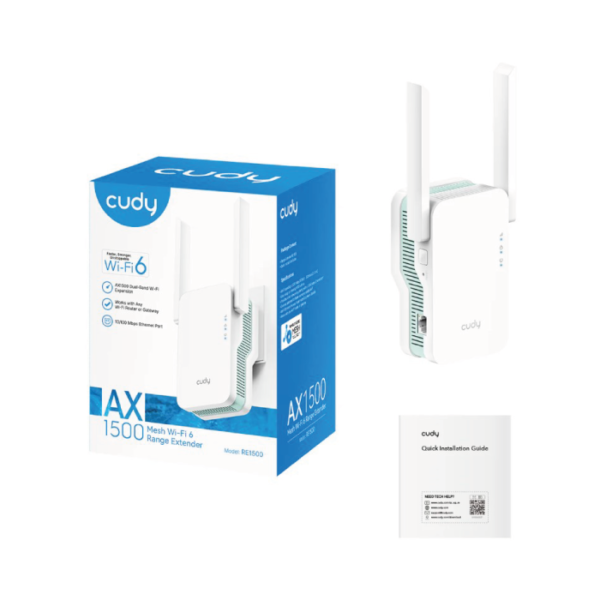 Cudy Wi-Fi 6 Range Extender – Dual-Band AX1500 Wireless Coverage | RE1500