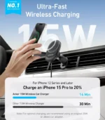 Anker MagGo Wireless Car Charger (Pad, Built-In USB-C Cable) - Image 2